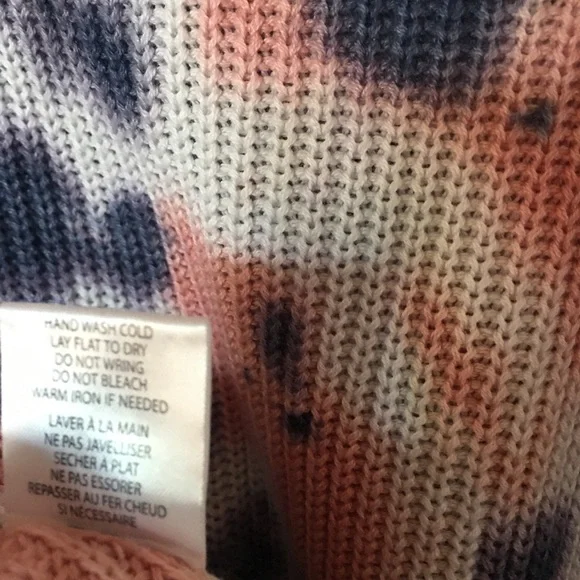 Belle by belldini Tie Dye Knit Sweater in NAVY/Pink Guava - Picture 7 of 8